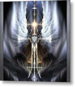 Heavenly Angel Wings Cross Metal Print
