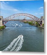 Hell Gate And Boat Wakes Metal Print