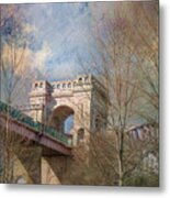 Hell Gate Bridge In Pastels Metal Print