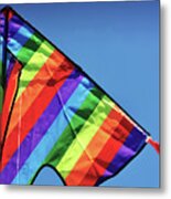 Hello Summer Sample Text With Bright Colorful Kite Flying High O Metal Print