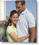 Heterosexual Couple On A Boat Metal Print