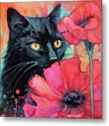 Hiding In The Poppies Metal Print