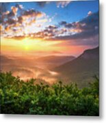 Highlands Sunrise - Whitesides Mountain In Highlands Nc Metal Print
