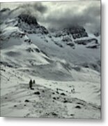 Hiking Into The Winter Storm Metal Print