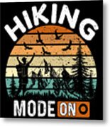 Hiking mode on retro sunset hiker gifts Sticker by Norman W - Pixels