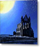 Historic Whitby Abbey By Moonlight Metal Print