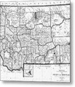 Historical Map State Of Montana 1897 Black And White Metal Print