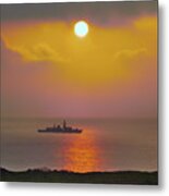 Hms Northumberland At Dawn Metal Print