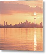Holding Up The Sun - Perfectly Timed Rose Gold Sunrise Over Toronto Metal Print