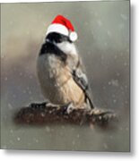 Holiday Chicadee Metal Print