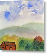 Home Tucked Into Hill Metal Print