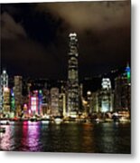 Hong Kong Waterfront At Night Ii Metal Print