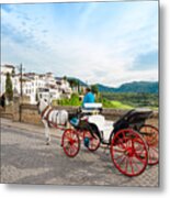 Horse Drawn Carriage On Puerto Nuveo In Ronda Metal Print