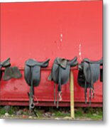 Horse Saddles Metal Print