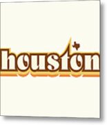 Houston Texas - Retro Name Design, Southeast Texas, Yellow, Brown, Orange Metal Print