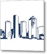 Houston, Texas Skyline, Navy - Line Art Metal Print
