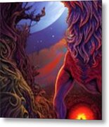 Howling Wolf Rooted Under The Moon Metal Print