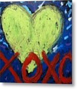 Hugs And Kisses With Green Heart Metal Print