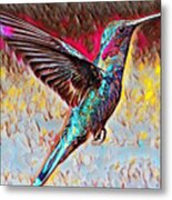 Hummingbird In Full Flight Metal Print