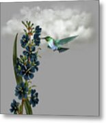 Hummingbird In The Garden Pane 1 Metal Print