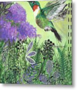 Hummingbird Out My Window Metal Print
