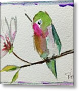 Hummingbird With Magnolia Blossom Metal Print
