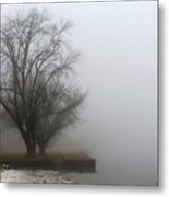 Ice And Fog On The Delaware River Metal Print