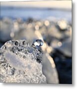 Iceland Diamond Beach Ice Swan Metal Print