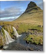 Iceland Two Waterfalls Metal Print
