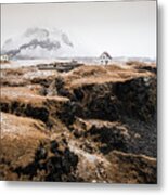 Lonely House In Winter Iceland Metal Print