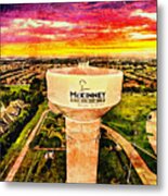 Iconic Water Tower In Western Mckinney, Texas, At Sunset Metal Print