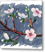 Impulse Of Nature Watercolor Cherry Blossoms Free Brush Strokes Iv Metal Print
