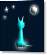 Cat In The Moonlight Zip Design Metal Print