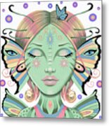 Insect Girl, Flutter - Sq.white Metal Print