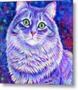 Iridescence - Colorful Gray Tabby Cat Metal Print