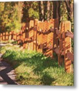 Ironton Rail Trail Wooden Fence Metal Print