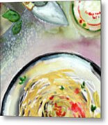 Italian Cuisine Pasta Food Art Watercolors Metal Print