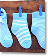 Its A Boy Blue Baby Socks Metal Print