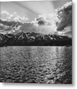 Jackson Lake Grand Tetons Black And White Light Metal Print