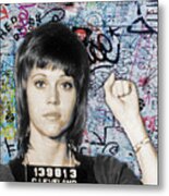 Jane Fonda Mug Shot Vertical Graffiti Metal Print