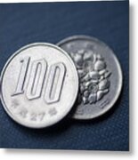 Japanese 100 Yen Coins Metal Print