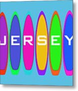 Jersey Text On Surfboards Metal Print