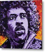 Jimi Hendrix Fire Metal Print