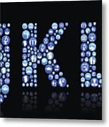 Jkl E-learning And College Education Blue Button Pattern Metal Print