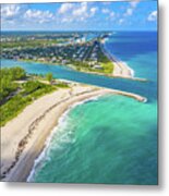 Jupiter Beach Florida Aerial Inlet Waterfront Property Condo Dub Metal Print