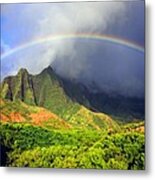 Kalalau Valley Rainbow Metal Print
