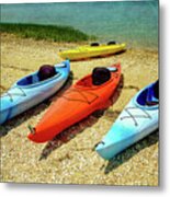 Kayaks On The Shore Metal Print
