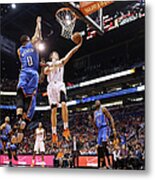 Kevin Durant, Goran Dragic, And Russell Westbrook Metal Print