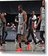 Kevin Durant, Kyrie Irving, And James Harden Metal Print