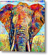 King Of Elephants In Contemporary Vibrant Happy Color Motif 20200430 Metal Print